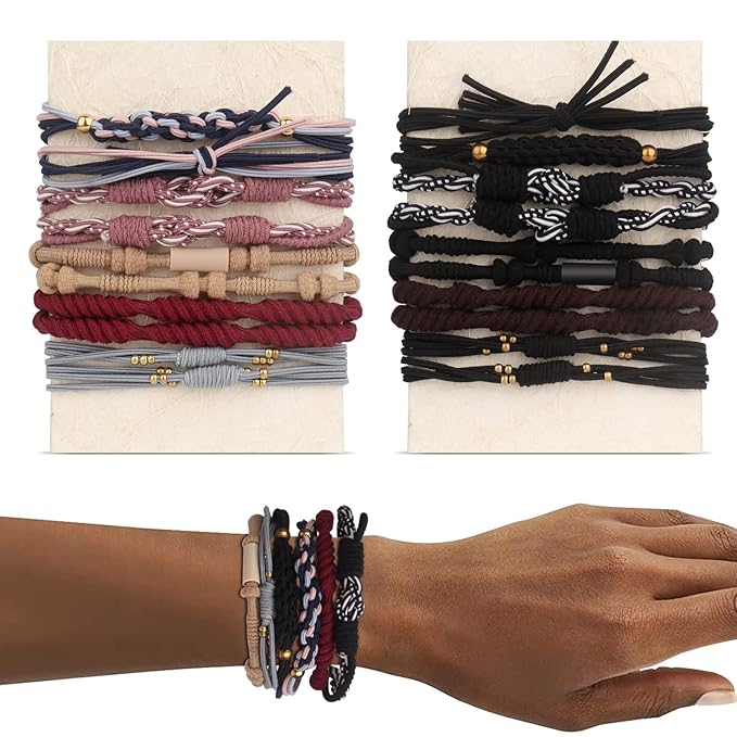 YONOY 20 Pcs Boho Hair Ties for Women, 5 Styles Cute Tie Bracelet for Thin and Thick Hair/Pony Tails, No Damage Elastics