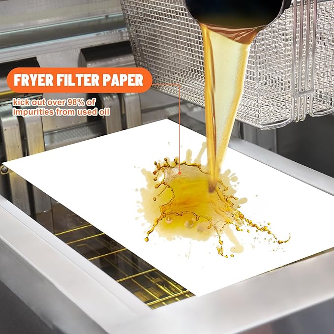 100 Pcs Fryer Filter Paper 19.5 x 27.5 Inch Fryer Filter Sheets for Restaurant Food Truck Food Stand Oil Filtration
