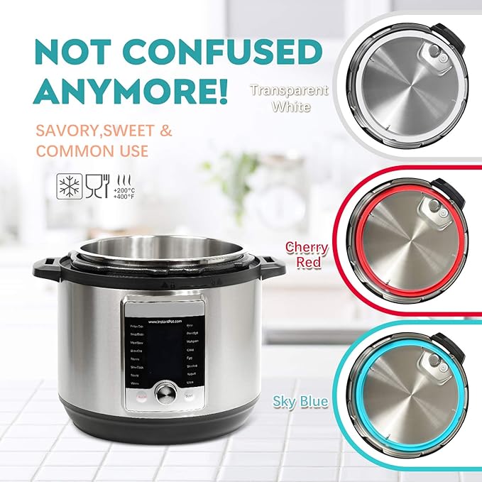 Silicone Sealing Ring 3-Pack for 5Qt, 6Qt Pressure Cookers - Dishwasher Safe Food-Grade Replacement Gasket Compatible with Instant Pot Duo, Lux, Duo Plus, Ultra, Viva Models.