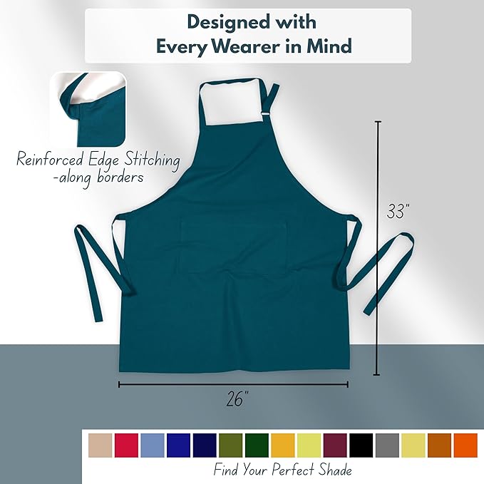 Native Fab Kitchen Apron 2 Pack - 100% Cotton Adjustable, Durable Apron with Pockets, Perfect for Cooking, Baking, Grilling