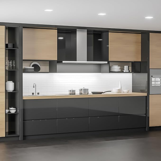 Futuro Futuro WL48STREAMLINE Wall Mount Range Hood, Stainless Steel/White, 48x19x22-42", LED Light, 940 CFM, 0.5-3.2 Sones, Dishwasher-Safe Filters
