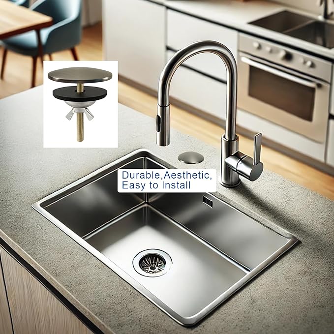 2 Inch Kitchen Sink Hole Cover, Faucet Hole Cover, Solid Brass Kitchen Sink Tap Hole Plate Stopper Cover for Home Kitchen and Bathroom, Sink Hole Cap (Gray)