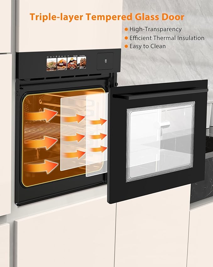 24 in Built-in Steam Oven,70 L Electric Wall Oven with TFT Display & Air Fry,1℃ Precision,108 Menus,Enamel Cavity