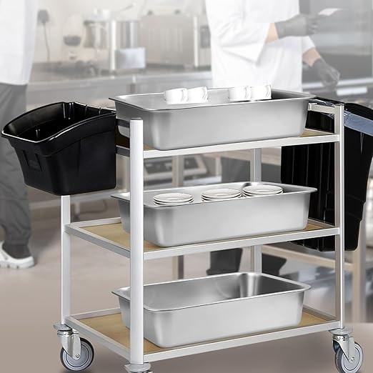 3 Pack Stainless Steel Commercial Bus Tubs Food Grade Meat Processing Tubs Lug Wash Basin Tote Box for Dishwashing, Kitchen, Restaurant, Utility (13 L)
