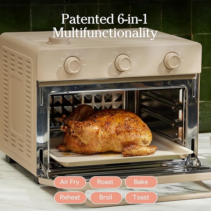 Our Place Large Wonder Oven | 6-in-1 Stainless Steel Air Fryer Toaster Oven Combo with Basket, Rack, Pan & Tray | 3-Rack, 32 QT, Large Capacity - Toast, Roast, Bake, Reheat, Broil & Steam | Steam