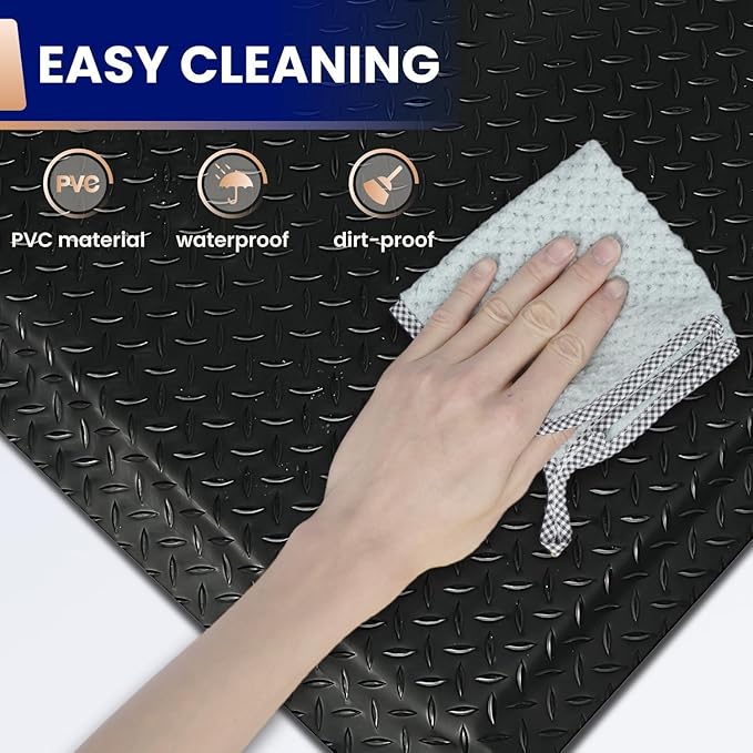 Nisorpa Anti Fatigue Mats Industrial 2' x 7' Ergonomic Standing Mat 15/16" Extra Thick Cushioned Shop Floor Mats Kitchen Mats Heavy Duty Commercial Diamond Plate Support for Leg & Back Pain, Black