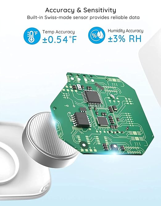 Govee Bluetooth Hygrometer Thermometer, Wireless Thermometer, Mini Humidity Sensor with Notification Alert, Data Storage and Export, 262 Feet Connecting Range
