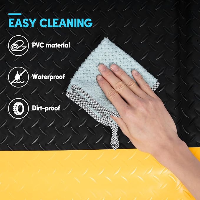 2 x 5 FT Anti Fatigue Mats Industrial 15/16 Inch Thick Soft Sponge Ergonomic Mat Durable Heavy Duty Diamond Plate for Standing Non Slip Industrial Grade Floor Mat for Leg & Back Pain