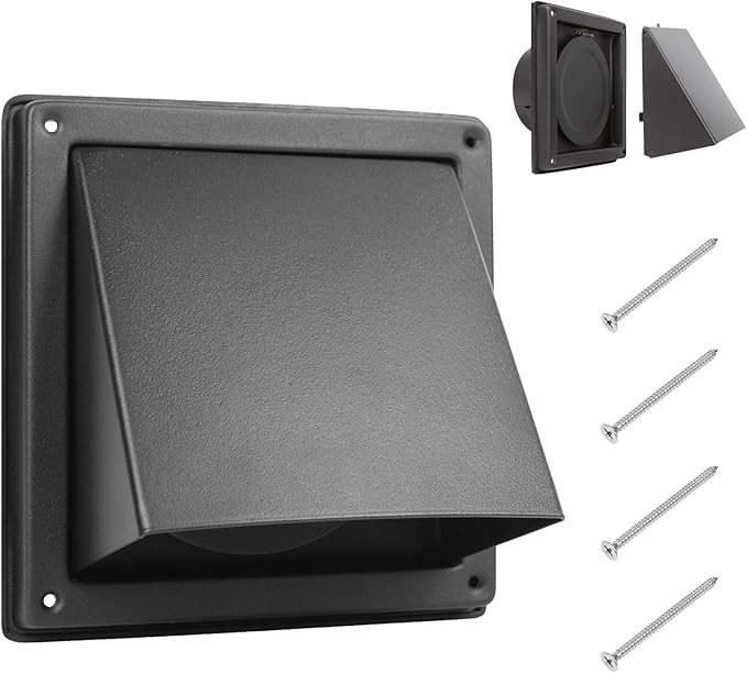 5 Inch Black Dryer Vent Cover Outside Stainless Steel Wall Vent with Removable Cover and Insect Screen Mesh RAL9011