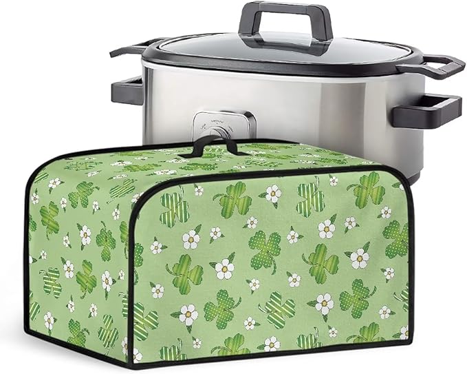 Green Clover Crock Pot 6-8 Quart Slow Cooker Cover Dust Cover Slow Cooker Bag Dust Covers for Kitchen Appliances Dust Resistant Decor Kitchen Utensils for Saint Patrick's Day