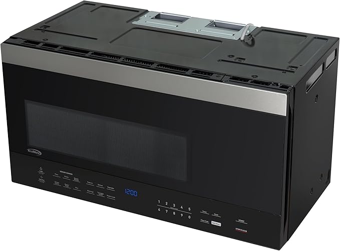 KoolMore 30-inch 1.6 cu. ft. Over the Range Microwave Oven with Sensor Cooking, 1,000 Watts and 300 CFM in Stainless-Steel and Black, UL Listed