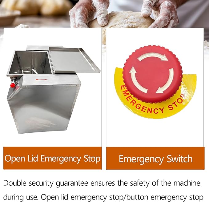 TECHTONGDA Commercial Dough Mixer All Stainless Steel Pizza Dough Mixer 110V Dough Blender Kneading Machine with 25 KG Kneading Capacity and 90 Degree Tilt for Schools Bakeries Restaurants Pizzerias