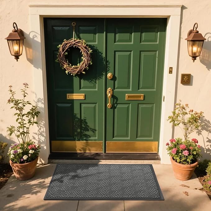 Yimobra Large Door Mat 47x32, All-Weather Waterproof Outdoor Mats for Front Door, Non Slip Rubber Doormat for Patio Proch Outside Entryway Indoor, Gray