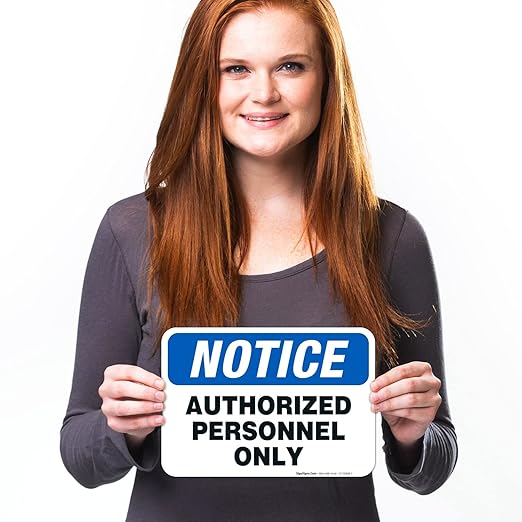 Authorized Personnel Only Sign, 10x7 Inches, 4 Mil Vinyl Decal Stickers Weather Resistant UV Protected, Made in USA