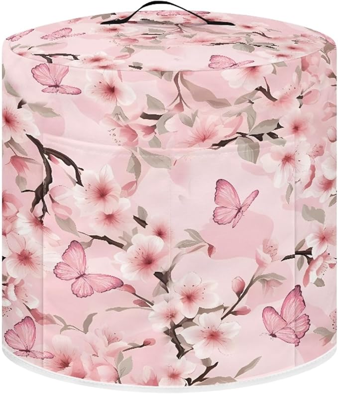Pink Flower Dust Cover with Pocket for Instant Pot, Rice Cooker and Air Fryer - Round Pressure Dust-Proof Stain Resistant Electric Appliance Cover Easy to Clean