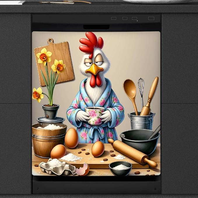 Rooster Eggs Dishwasher Magnet Cover Rooster Funny Animal Dishwasher Decorative Cover Front Dishwasher Door Cover Reuseable Dishwasher Cover for Kitchen Refrigerator Home Appliances 23" X 26"