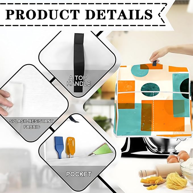 Mixer Dust Cover for 6-8 Qt Stand Mixer, Cloth Cover with 2 Storage Pockets for Stand Mixer Protective Covers Large for 6-8 Quart Mixer
