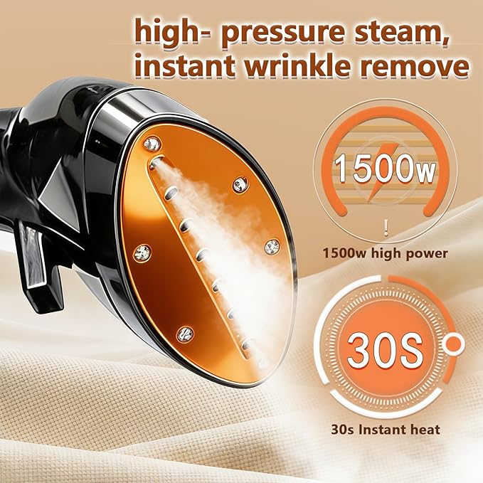 Standing Garment Steamer, 2000W Powerful Steamer for Clothes, 2.4L Water Tank for 90 Mins Continuous Steaming,3Steam Levels with Roll Wheels, Home Commercial Use (Black)