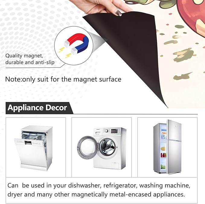 Dishwasher Magnet Cover, Mushroom Frog Flower Magnet Sticker Fridge Panel Decal for Home Kitchen Decor, 23x26in
