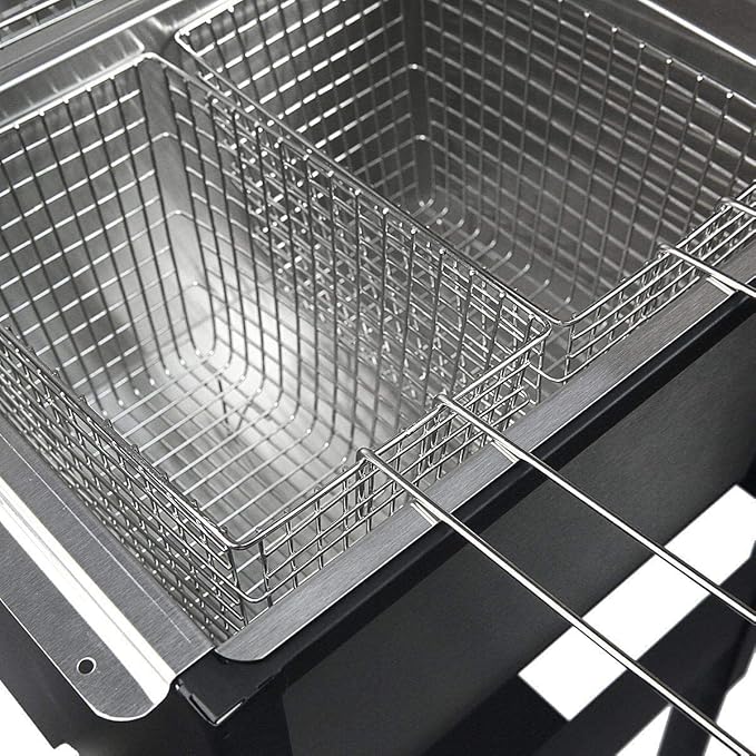 Triple Propane Deep Fryer-3 Basket Stainless Steel Cooker-Outdoor Fish Fry/Chicken-Tall Heavy Duty-Turkey Fryer Cart