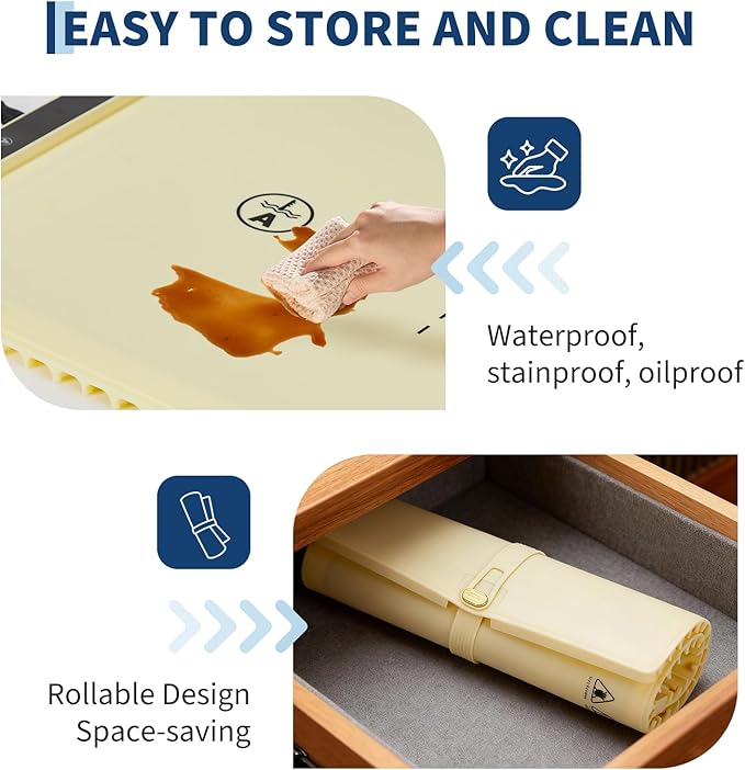 Garvee Electric Food Warming Mat for Countertop, 24x15 in, Dual Zone Control, Portable Silicone Food Warmer Pad Tray with Timer & 6 Temp Levels for Buffet Party, Easy to Clean, Beige