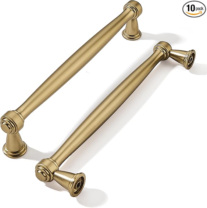 khtumeware 10 Pack 6-1/4 Inch(160mm) Champagne Bronze Cabinet Pulls Champagne Brass Kitchen Cabinet Handles Kitchen Cabinet Hardware for Cupboard Drawer Handles Dresser Pulls