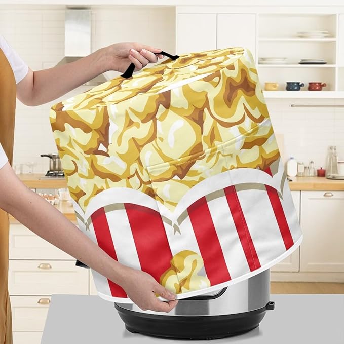 Dust Cover for 6 Quart Pressure Cooker Air Fryer Small Appliance Covers, Easy to Clean Pressure Cooker and Air Fryer Cover with Pocket for Kitchen Decor, Popcorn