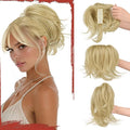 Sofeiyan Claw Clip Short Ponytail Extension DIY Bendable Wires Hair Bun Fluffy Fake Hair Piece Straight Synthetic Hair Ponytail Extensions for Wonen - Ash Blonde