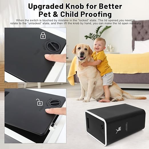 XPIY Plastic Trash Can, 12 Gallon Capacity, Black Color, Easy to Use, Prevents Spills