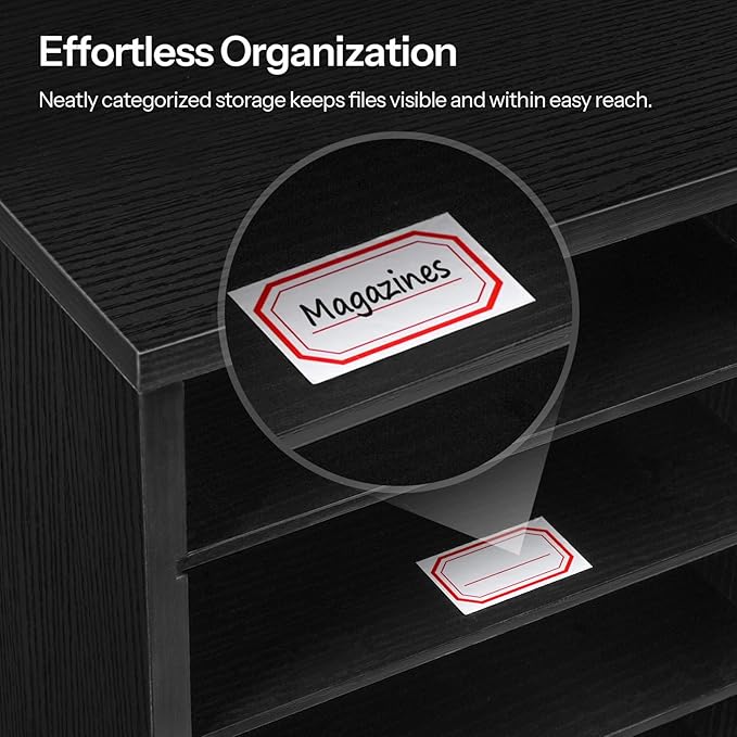 HOOBRO Literature Organizer, 24 Compartments Wooden Mail Organizer, Countertop Literature Sorter with Adjustable Shelves for Home, Office, School, Student Mailbox for Classroom, Black BK38WF01