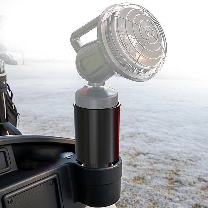 Golf Cart Cup Holder & Propane Heater Holder Universal Adjustable, Fits EZGO, Club Car, Yamaha, Higher Cup Holder for Securely Holds 16 oz Propane Tanks, Golf Cart Heaters & Large Drink Container