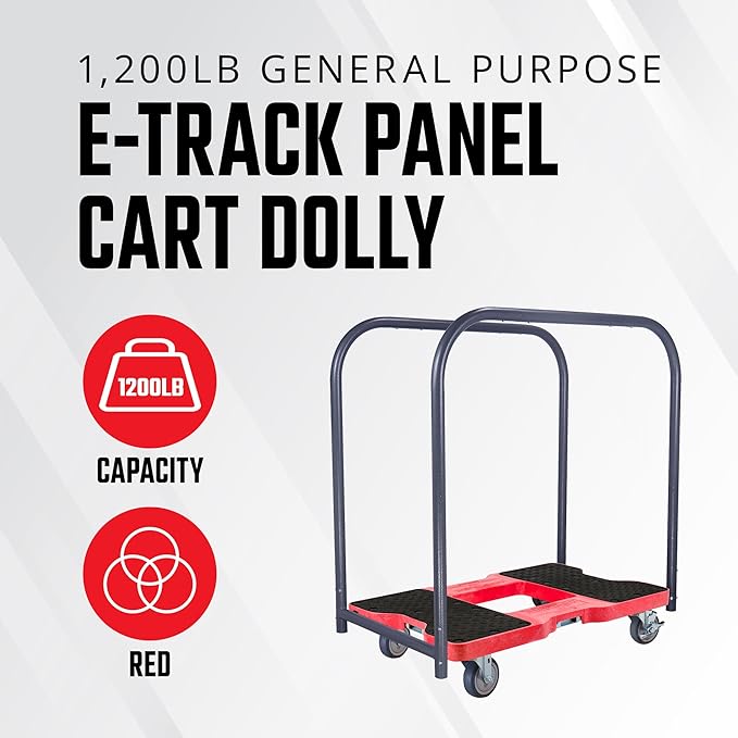 SNAP-LOC, 4 Wheel Dolly, 1,200 lb Professional E Track Push Cart Dolly, Heavy Duty Furniture Moving Cart, Modular Cargo Platform, Made in USA, Black
