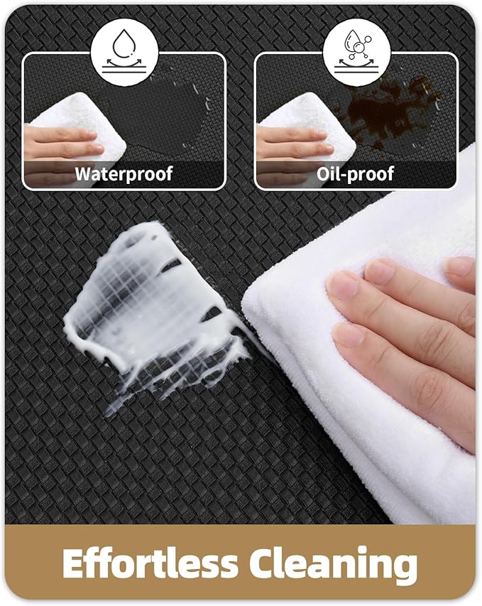 Color&Geometry Anti Fatigue Cushion Kitchen Mat for Floor -17"x29",Easy Clean, Water & Oil Proof, Anti Slip, Foam Rubber Runner Rug for Front Sink Comfort Standing,Black