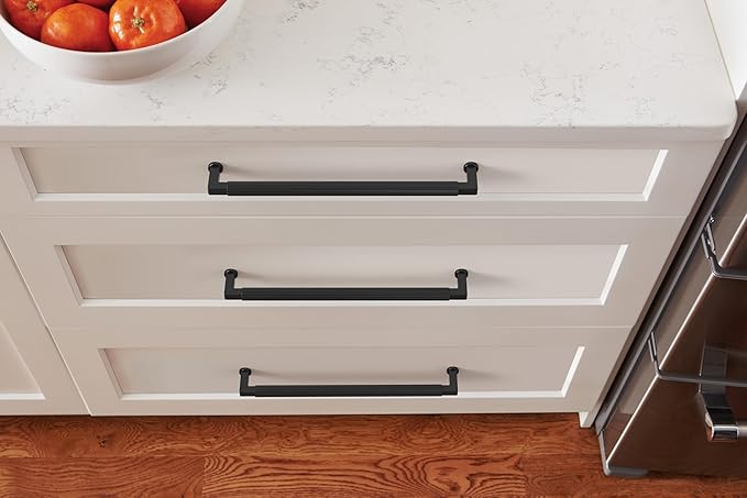 Amerock Ballard 10-1/16 inch (256mm) Center-to-Center Matte Black Cabinet Pull, BP37648MB