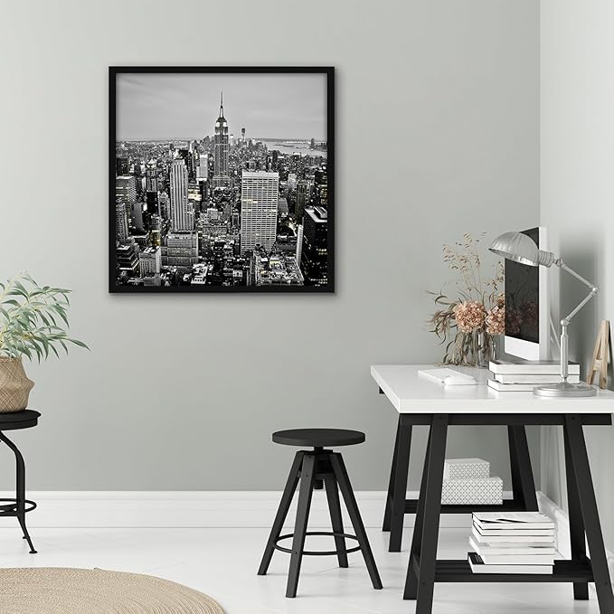 Americanflat 30x30 Picture Frame with Polished Plexiglass - Streamline Collection - Thin Border Square Frame for Wall Display - Hanging Hardware Included - Black