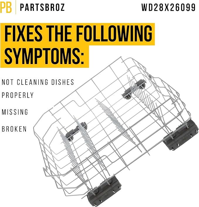 PartsBroz WD28X26099 Lower Dishrack Assembly - Compatible With General Electric Hotpoint Dishwasher - Replaces WD28X34744 AP6980564 PS12743260 WD28X21717 WD28X22506 WD28X24396 WD28X24478 WD28X25959