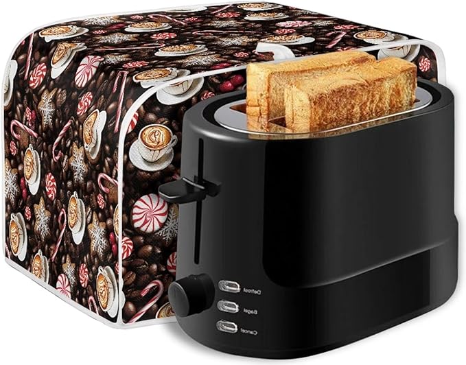 UNICEU Coffee Toaster Cover 2 Slice Coffee Candy Cookies Toaster Dust Cover Stain Resistant Oil Protection Dust Cover for Bread Maker,Washable Kitchen Small Appliance Covers with Top Handle,Size M