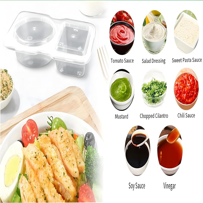 30 Pack Snack Containers with Lids, 2-Compartment Food Storage Boxes for Meal Prep, Portion Control, Lunch, Kids, School, Work, and On-the-Go Snacks