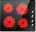 Karinear Electric Cooktop 24 Inch, 4 Burners Electric Stove Top, Built-in Radiant Cooktop Knob Control, Safety Lock, Timer, Pause, 6000W 220~240V Hard Wired(No Plug)