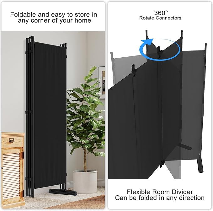 6 Panel Room Divider,6ft Folding Screen Portable Wall Partition Room Divider with 4 Metal Feet,Privacy Screen Indoor Doubles as a Cubicle Wall,Suitable for Bedroom Dressing Room Office