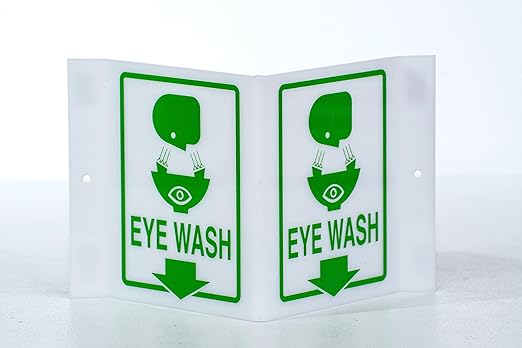 Eyewash Station 9-Gallon, OSHA/ANSI Compliant with one Eyewash Wall Mounted V-Sign, Highly Visible, Gravity Flow, Indoor/Outdoor, Pull Activated and Ready for Use