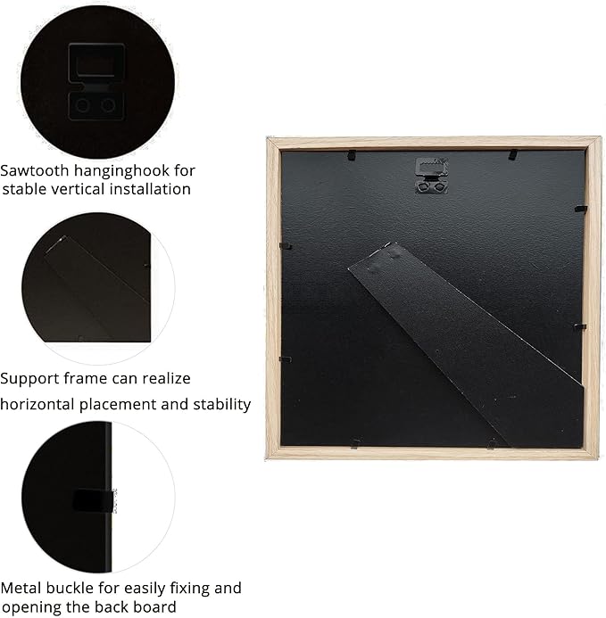 8x8 Shadow Box Frame Display Case, Wood with Plexiglass, Display Case Box for Memorabilia, Medal, Crafts,Tickets and Photos, Picture Frame for Wall and Tabletop (2pcs-Natural Wood, 8x8)