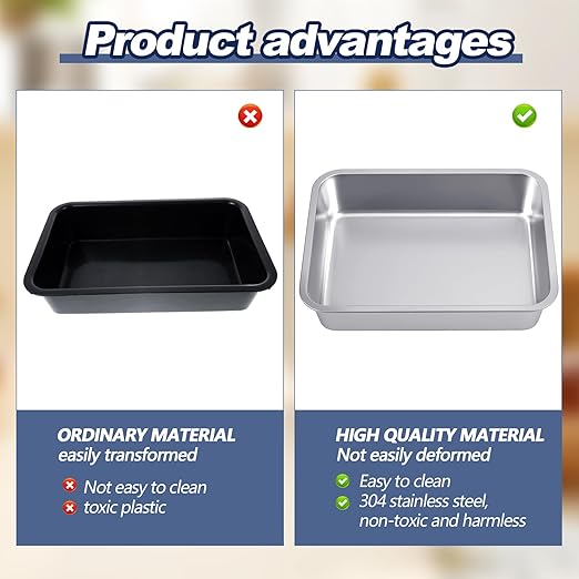 2 Pack Stainless Steel Commercial Bus Tubs Food Grade Meat Processing Tubs Lug Wash Basin Tote Box for Dishwashing, Kitchen, Restaurant, Utility (13 L)