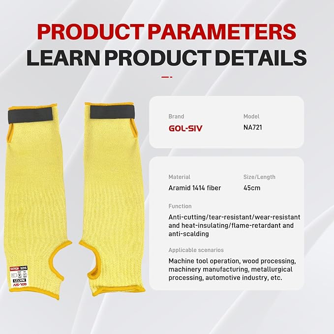 Cut Resistant Sleeves With Thumb Hole,Thin Skin Arm Protection Sleeves And Bruising, kevlar Sleeves For Gardening, Welding, Kitchen,For Women, Men, Elderly (Yellow, 17.7 in)