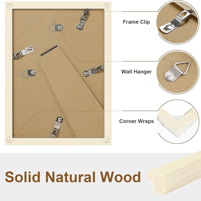 Vittanly 5x7 Picture Frame Set of 2, Solid Wood Frame for Wall or Tabletop, Display Photo 4x6 with Mat or 5x7 without Mat, White