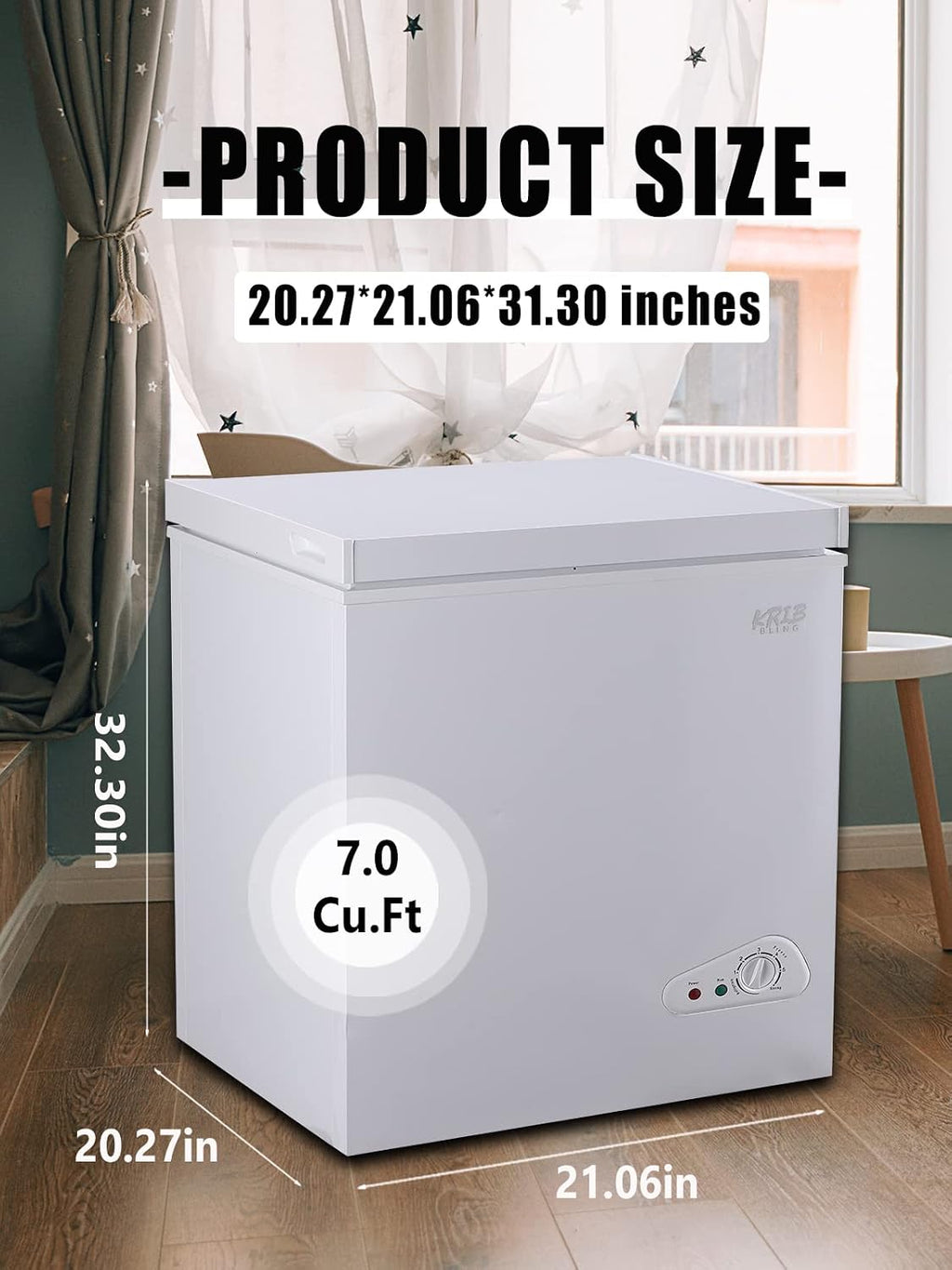 7.0 Cu.Ft Chest Freezer 7 Gears Temperature Control(-4°F to 6.8°F), Deep Compact Freezer with A Removable Basket, for House, Kitchen, Garage, Basement, Shop, White