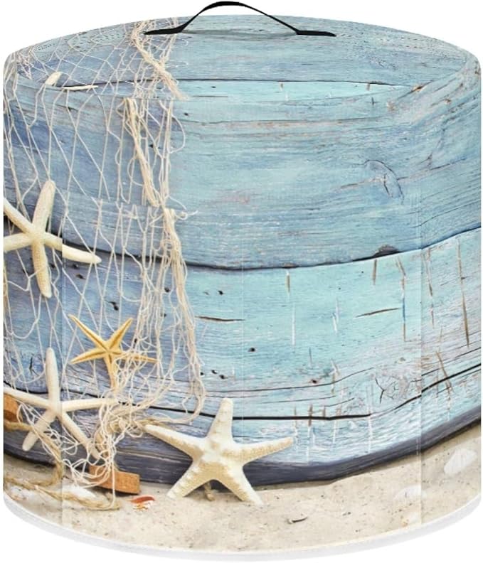 Pressure Cooker Dust-Proof Kitchen Appliance Air Fryer Cover for 3 Quart with Handle and Pockets Keep Kitchen Appliance Clean Coastal Decor, Starfish Blue Wood Grain
