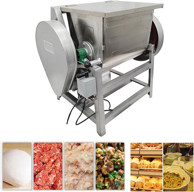 Commercial Dough Mixer Electric Dough Mixing Machine Stainless Steel Pizza Flour Dough Stand Mixer Heavy Duty Flour Blender Kneading Machine 50QT/25KG Kneading Capacity