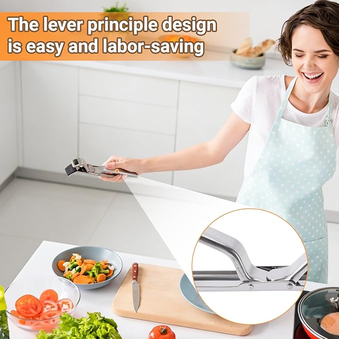 2 Pcs Stainless Steel Hot Plate Grippers, 2026 Upgraded Multi Purpose Hot Plate Gripper, Anti-Scald Bowl Clip Silicone Non-Slip Hot Dish Plate Holder Tongs Kitchen Utensil for Bowls, Pans