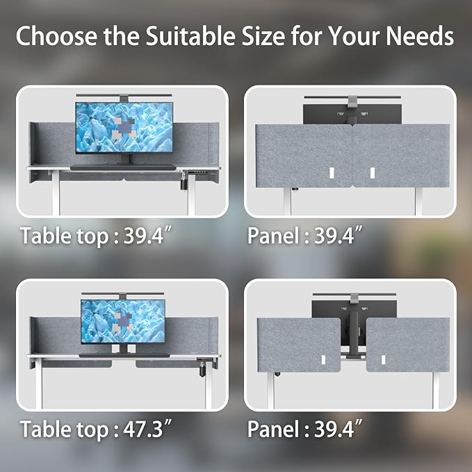 Desk Privacy Panel,2PCS L-Shaped Clamp-On Office Desk Divider,2-in-1 Adjustable Acoustic Desktop Partition Or Under Desk Modesty Screen,for Office,Home,Felt (Grey, 39.4" x 15.7")